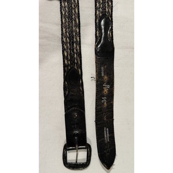 Vintage Horsehair Belt Mens Size 34 Black Leather Braided Unisex main image 5